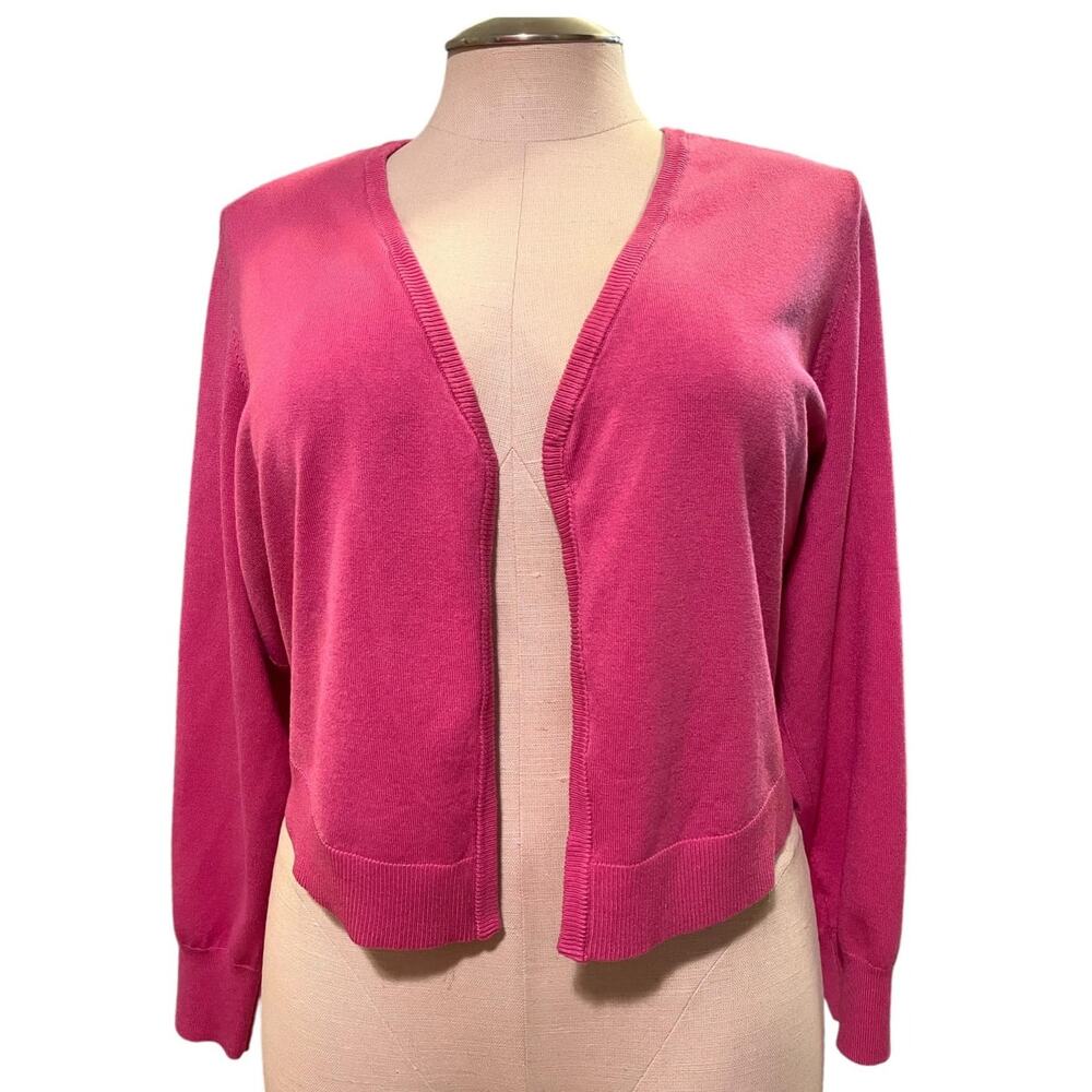 Torrid 3 (3X 22/24) Pink Open Front Long Sleeve Cropped Shrug Cover Up‎ Sweater